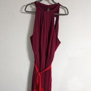 NWT Lane Bryant 26W Burgundy & Red Sleeveless Long Pleated Dress